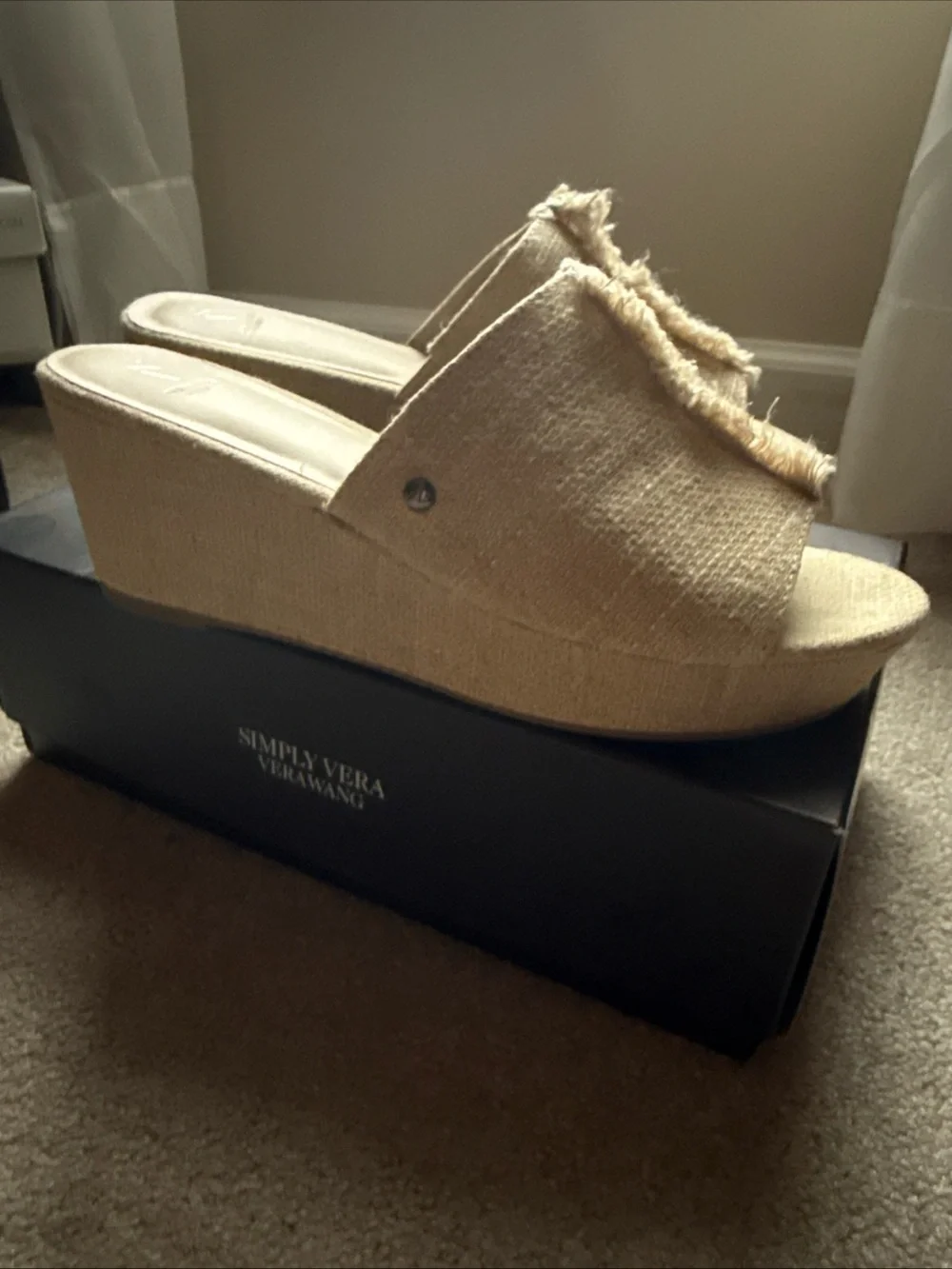 Simply Vera Braeburn Wedge Sandals - Color Natural - Size 9